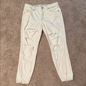 AMO Women's Skinny Distressed White Jeans